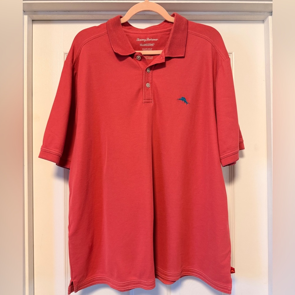 Tommy Bahama Island Zone Supima Cotton Men’s Polo - Coral Red - Size XL